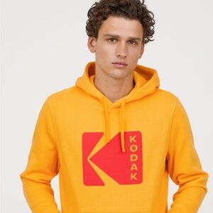 H&M Kodak Men's Yellow Hoodie Large
